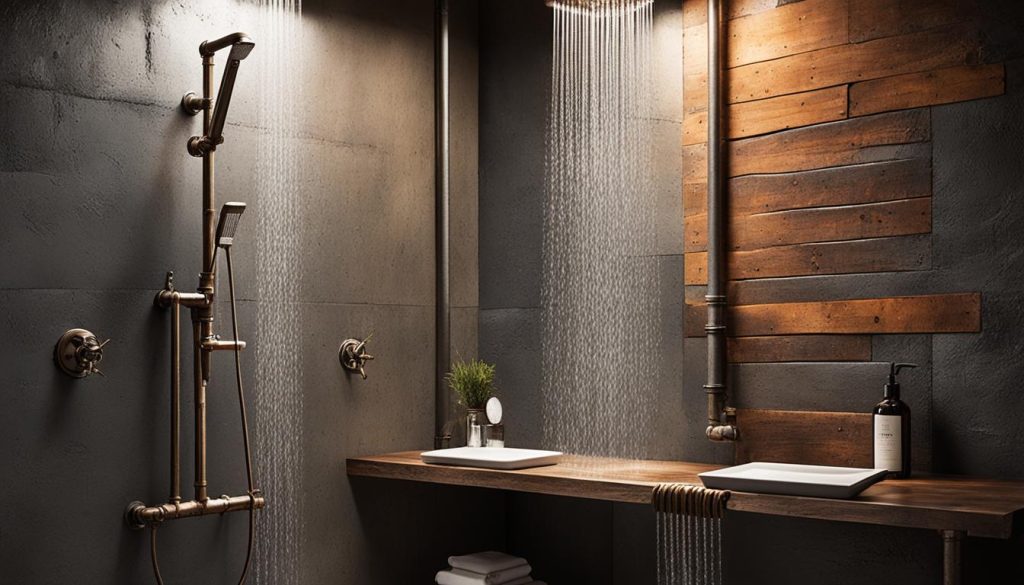 Industrial shower styles with strategic lighting