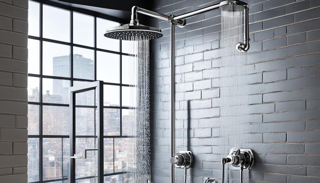 Industrial-style rainfall showerheads