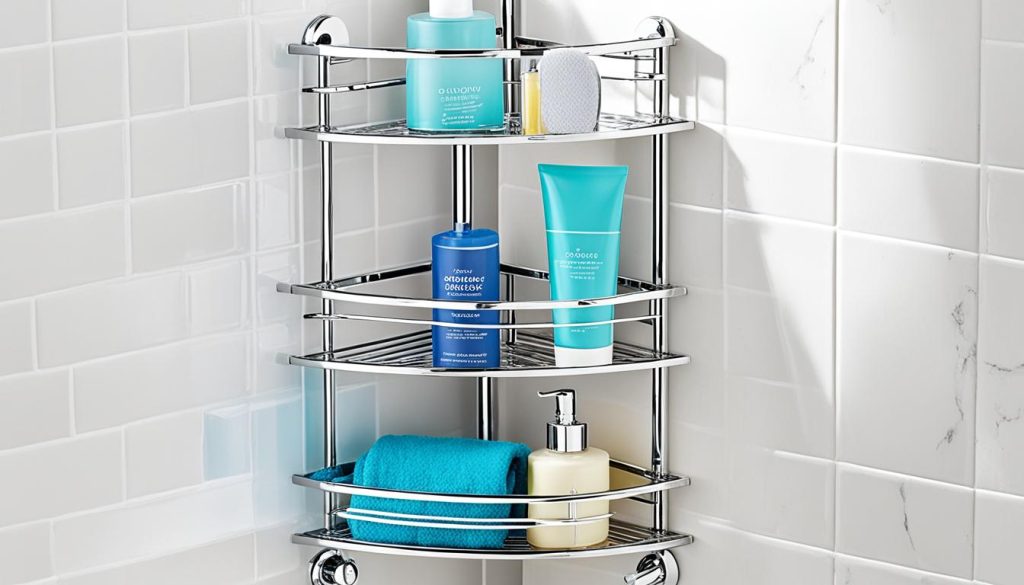 Innovative corner shower storage accessories