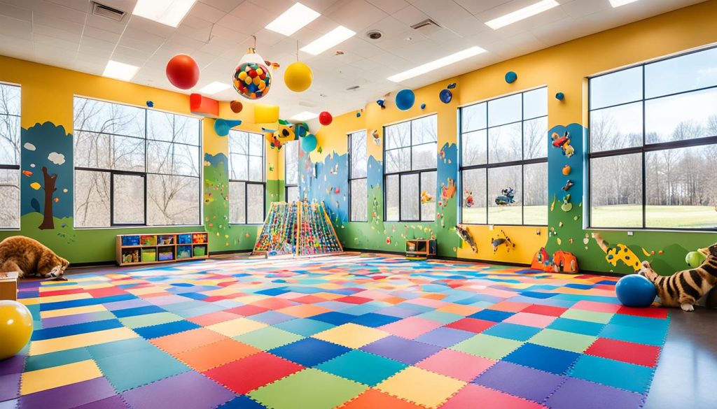 Interactive playrooms with comfortable flooring