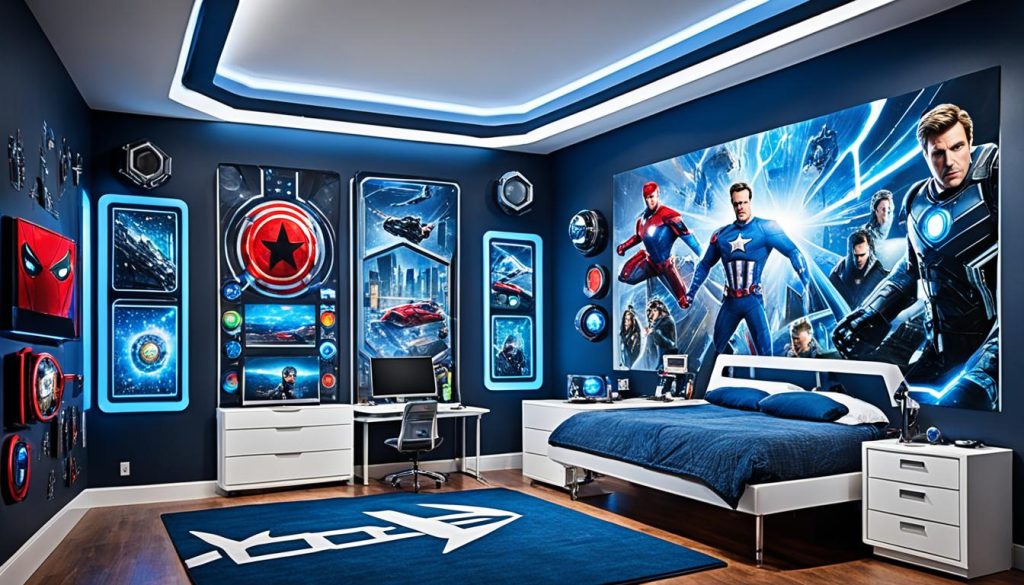 Interactive tech in action-packed bedroom decor