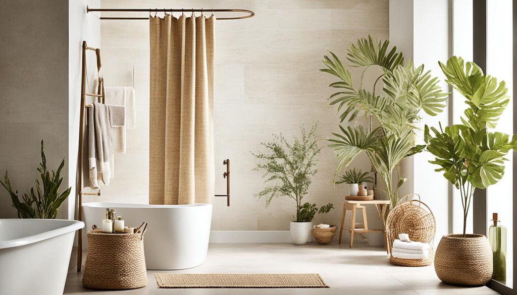 Jute shower curtains and sisal shower mats