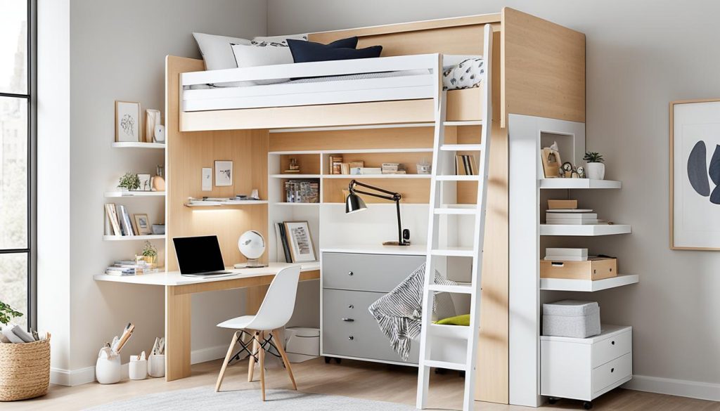 Loft bed maximizing vertical space