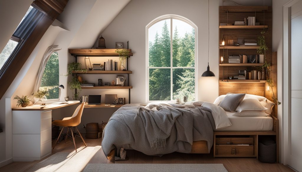 Loft beds maximizing small bedroom space