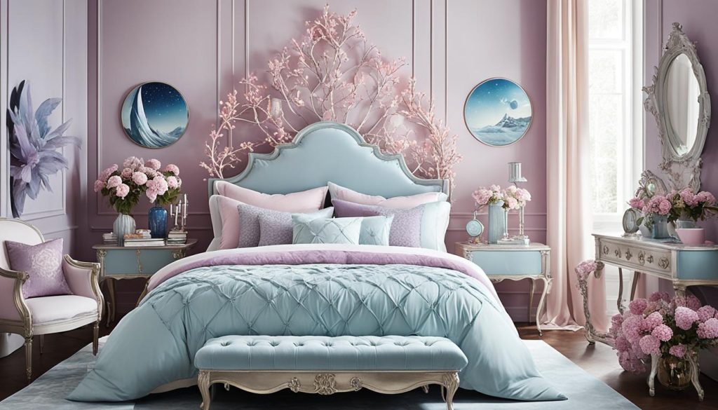 Magical bedroom with ethereal color palette