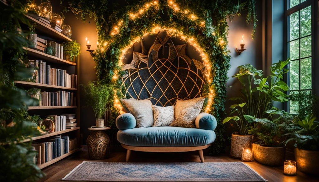 Magical reading nook with mystical bedroom aesthetics