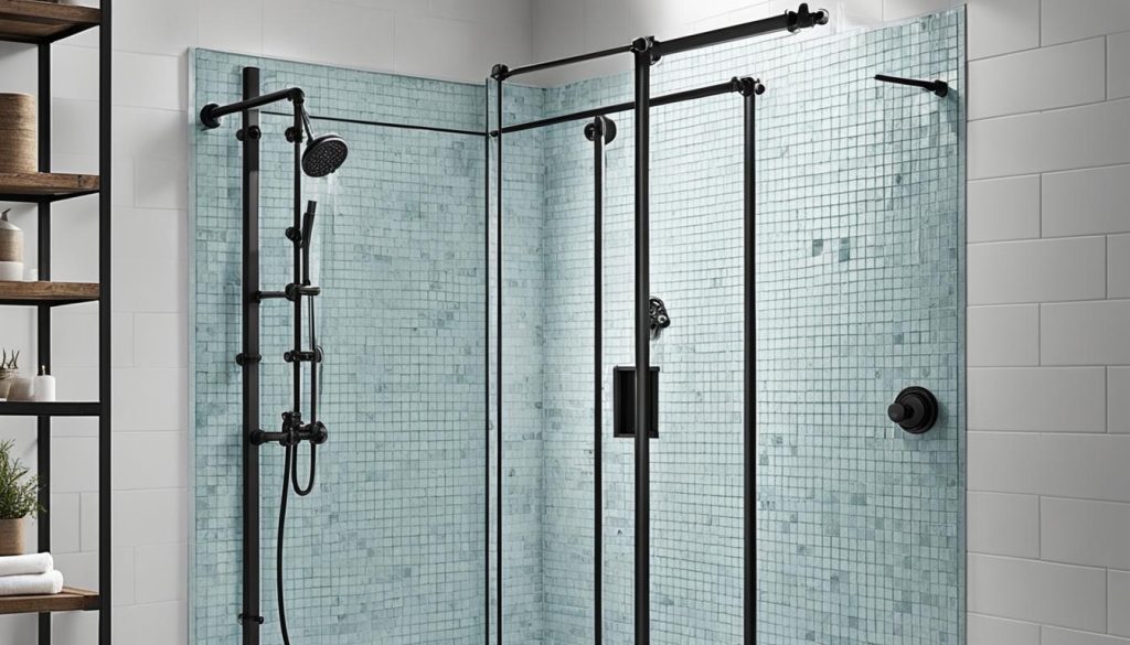 Metal accents in industrial shower design