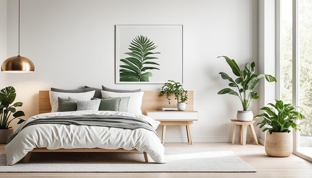Minimalist bedroom decor with light colors