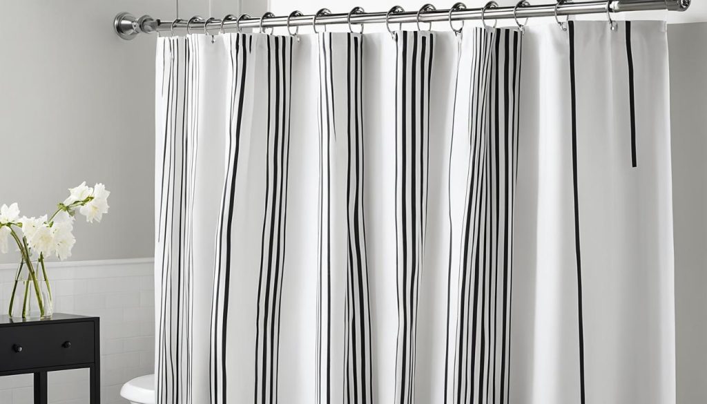 Minimalist black and white shower curtain