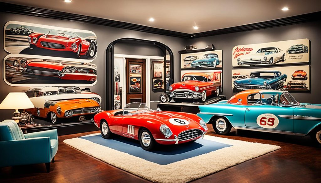 Model car display case in automotive interior design