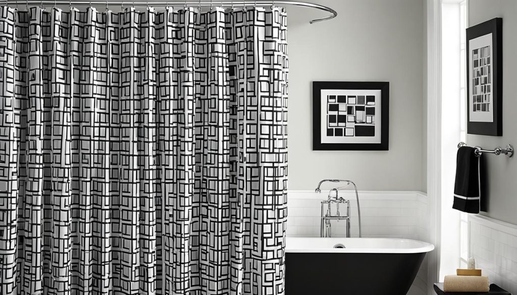 Modern black and white shower curtain