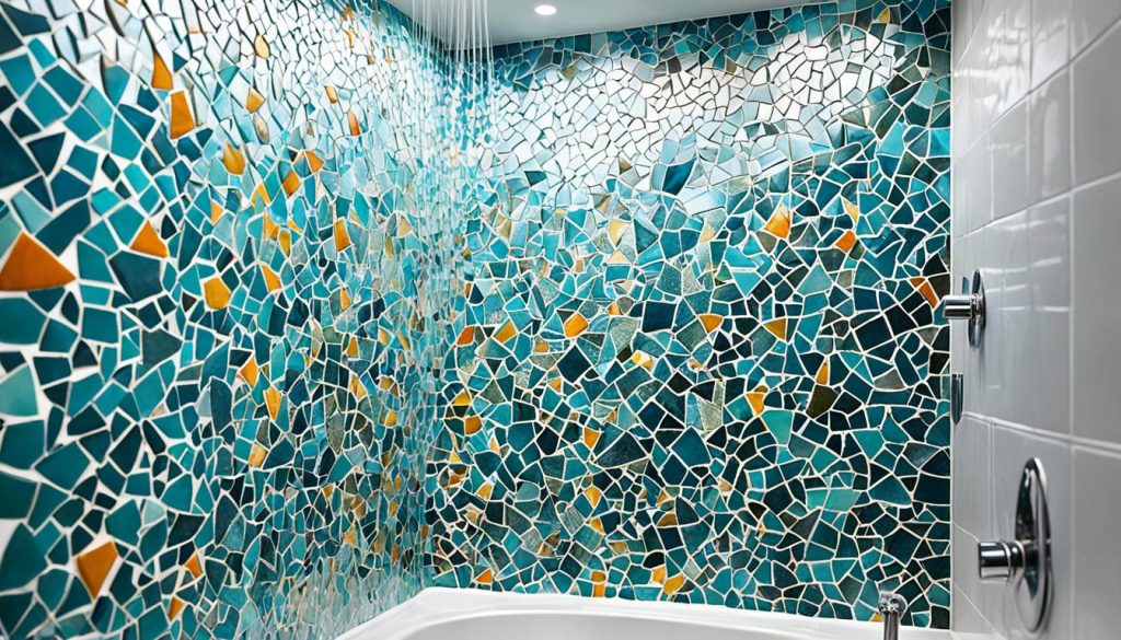 Mosaic accent walls in shower