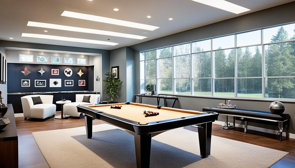 Multi-game table in multipurpose game room