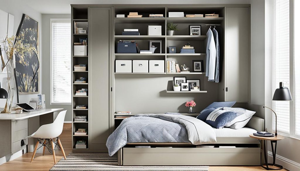 Multifunctional bedroom furniture with built-in storage