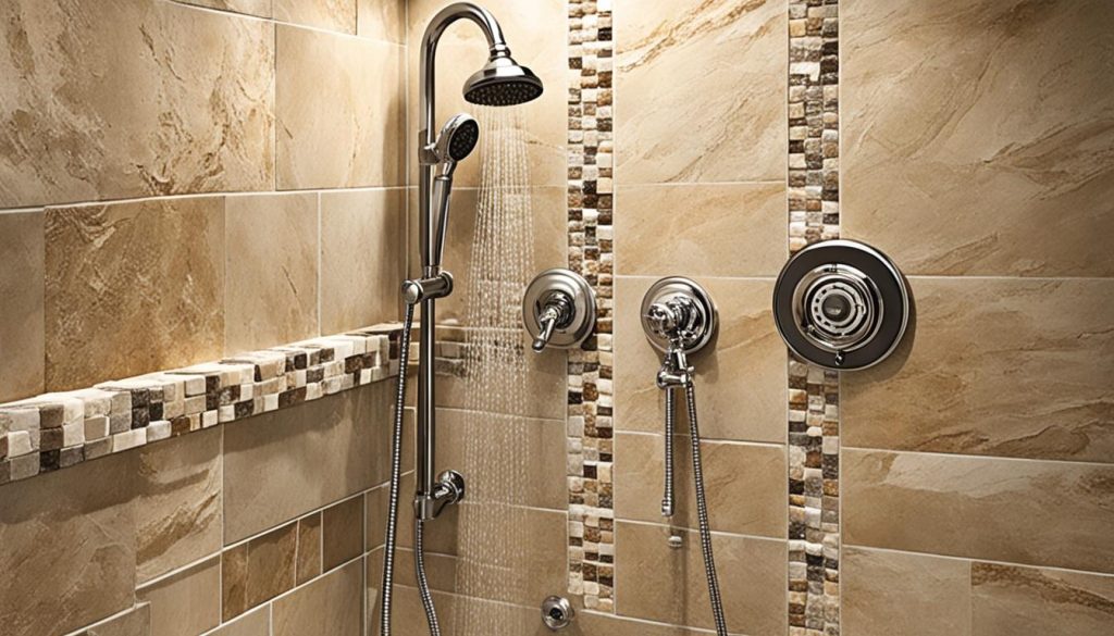 Natural stone accents in shower design