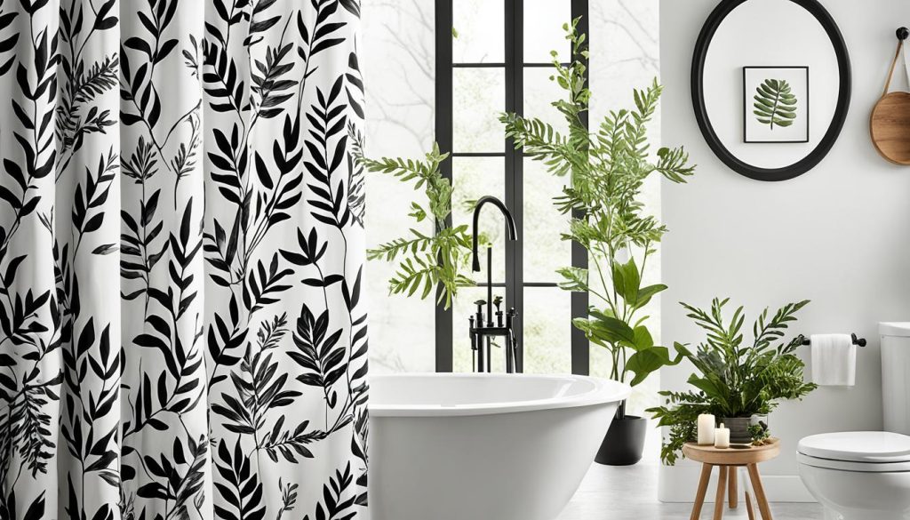 Nature-inspired bathroom decor with botanical shower curtains