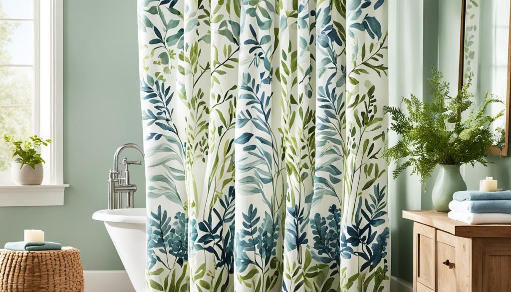 Nature-themed bathroom with botanical patterns