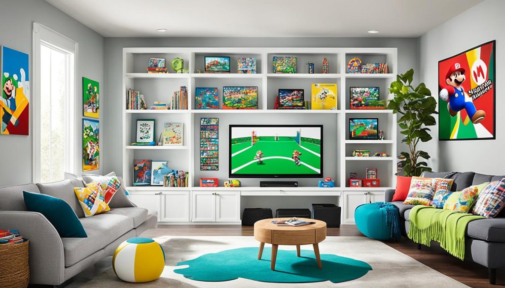 Nintendo gaming setups in kid-friendly entertainment spaces