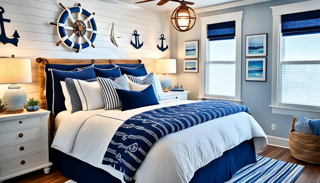 Ocean-inspired lighting in nautical bedroom decor