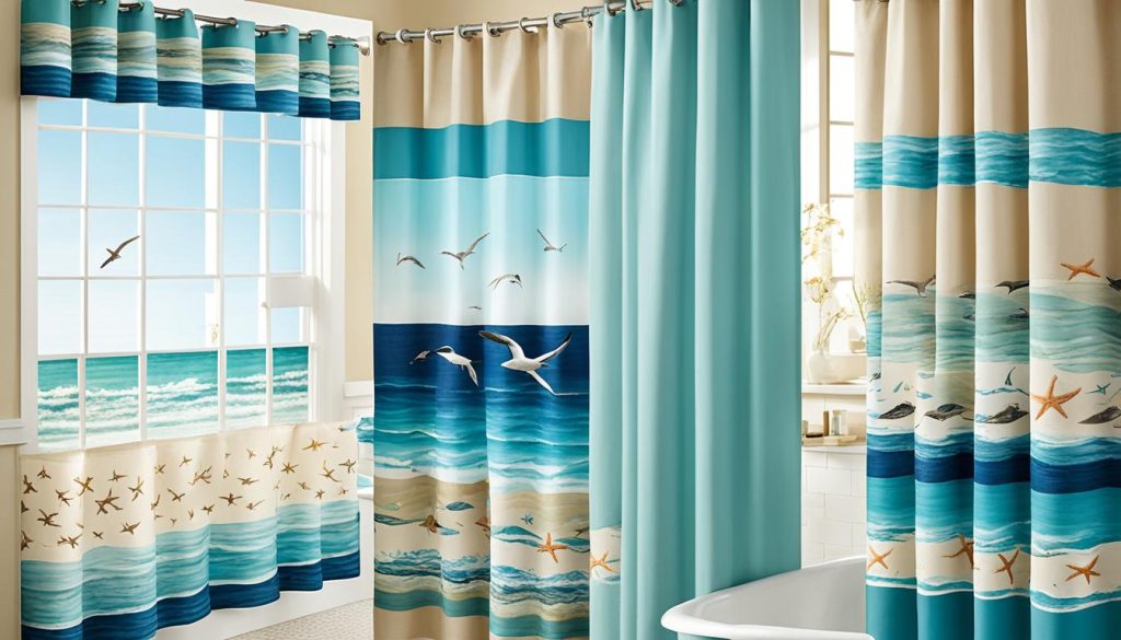 Ocean-themed shower curtains