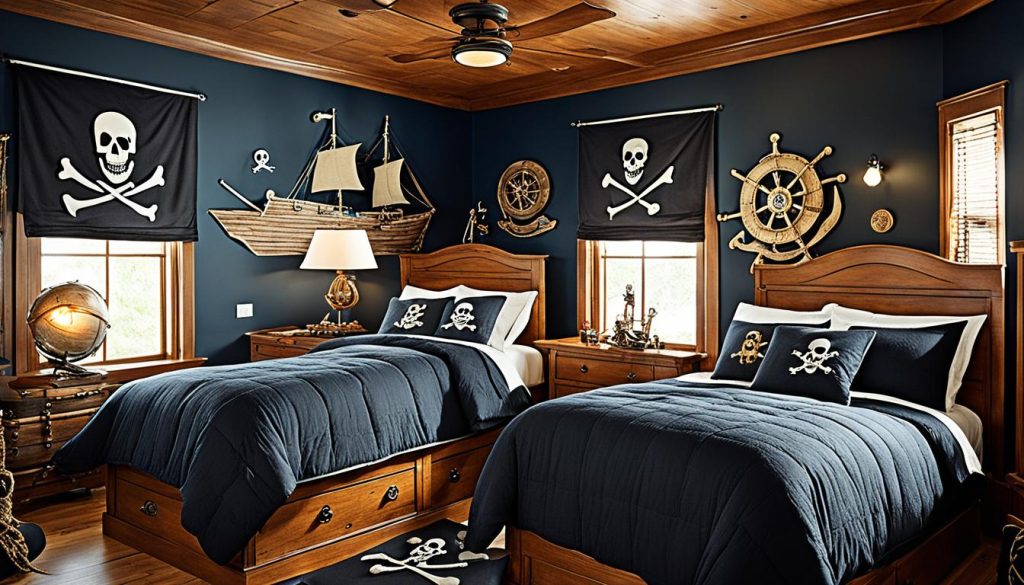 Pirate-themed bedrooms with Jolly Roger sheets