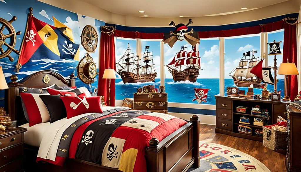 Pirate-themed bedrooms with flags and banners