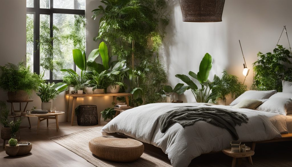 Plants for small bedroom space optimization