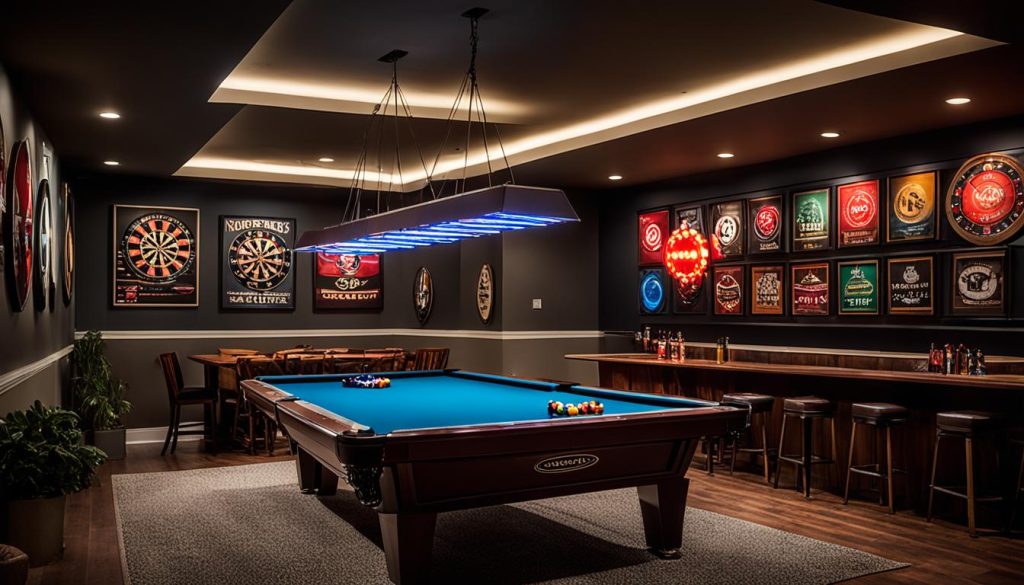 Pool table in game room