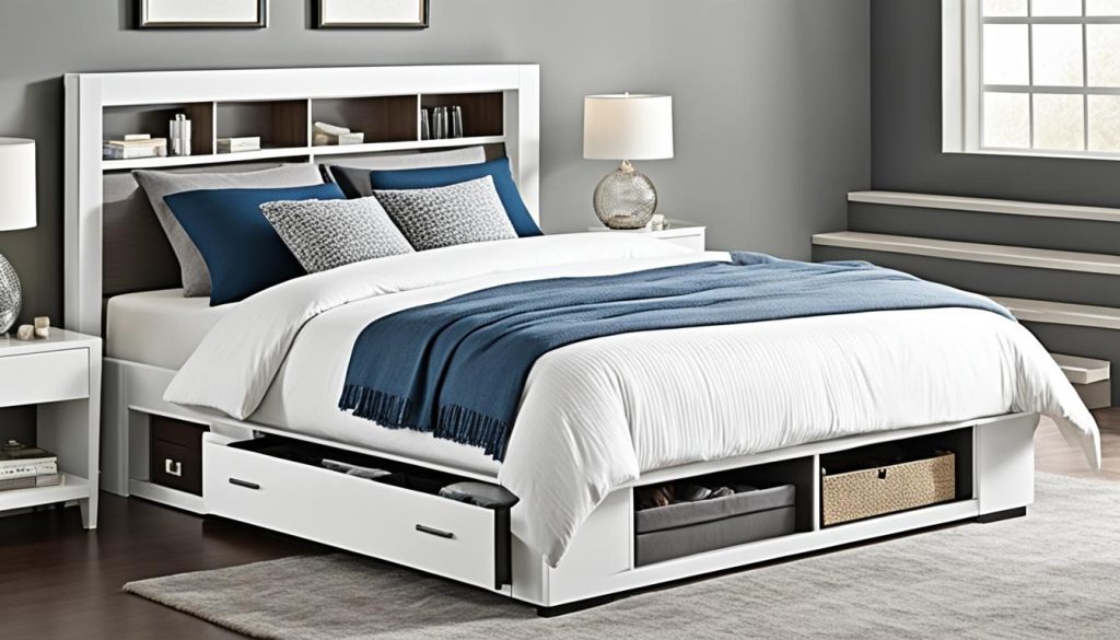 Queen bed frame with storage