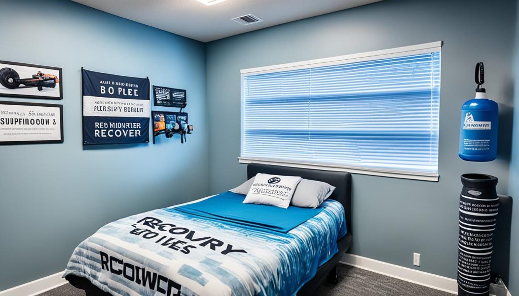 Recovery corner in athletic bedroom