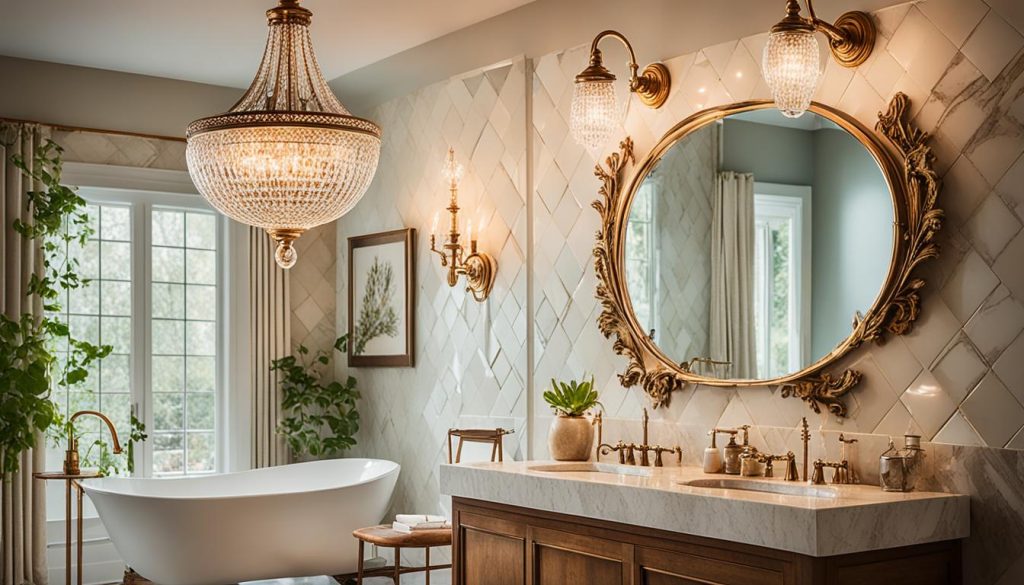 Romantic lighting in vintage-inspired bathrooms