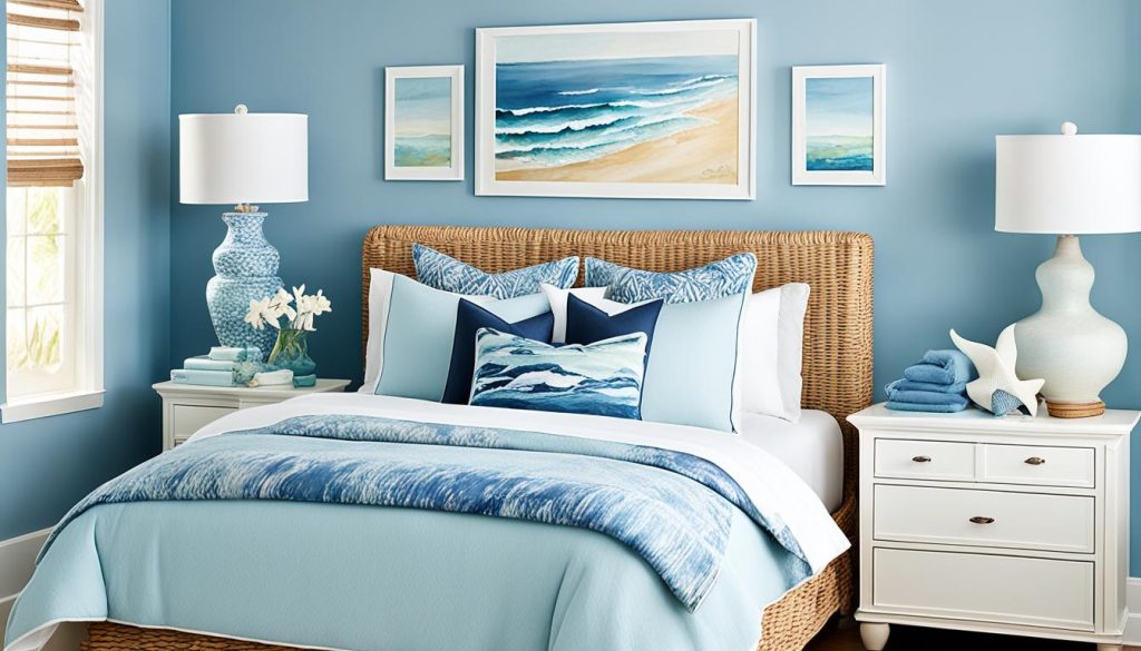 Seascape bedroom ideas with decorative accents