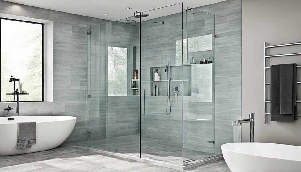 Sleek walk-in shower with frameless glass doors