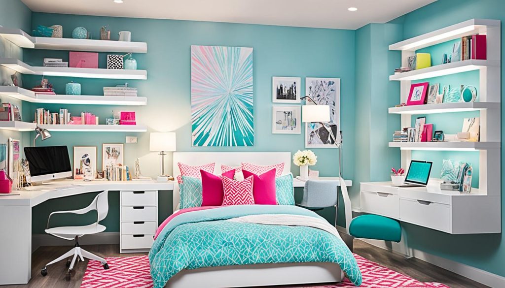 Smart lighting in teen girl bedroom