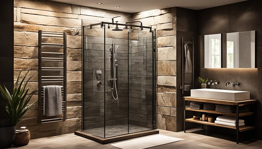 Spa-inspired showers with rainfall showerhead