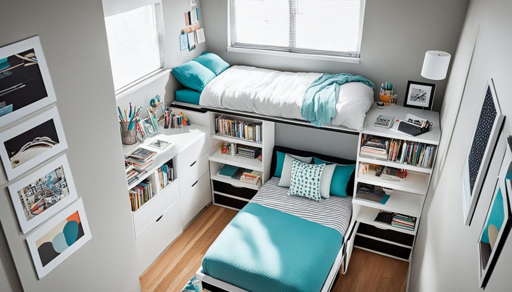 Space-saving furniture in a small bedroom