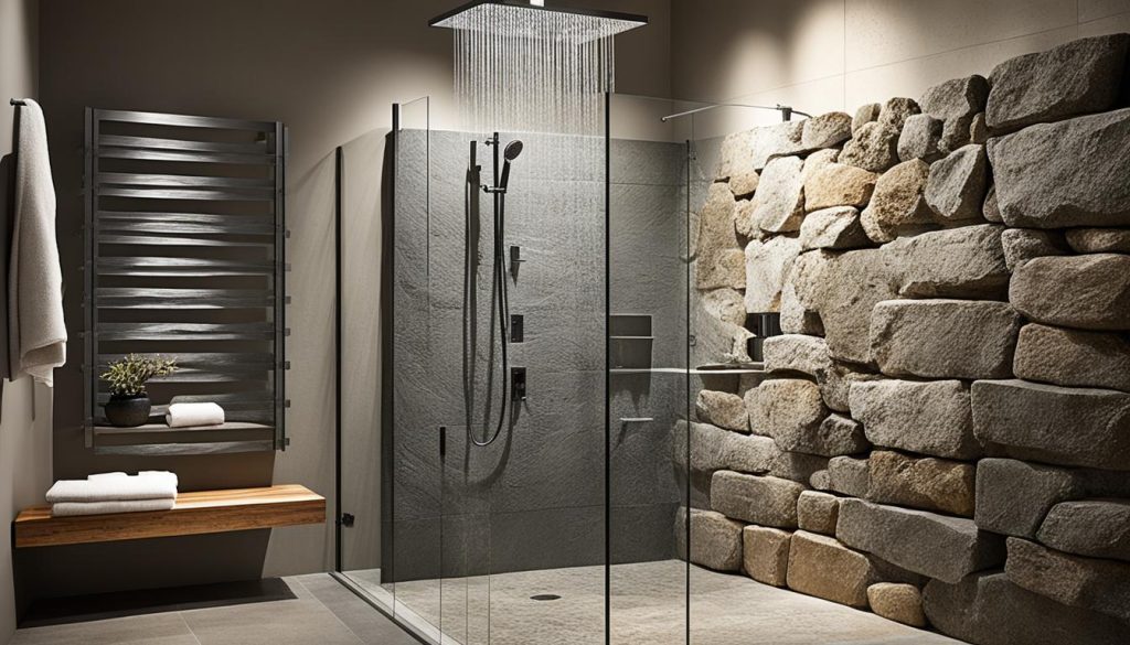 Stone shower floors and concrete shower walls