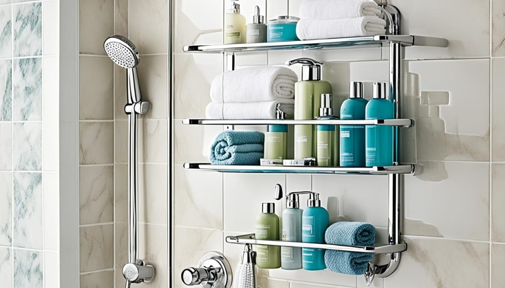 Storage solutions in shower space