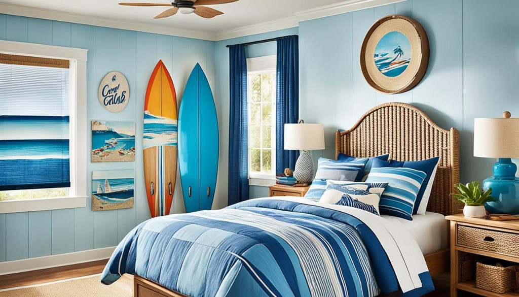 Surfboard decor for coastal bedroom ideas for kids