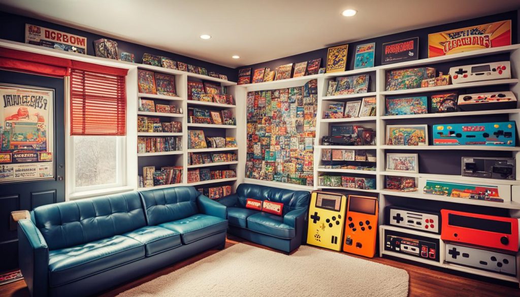 Throwback gaming nook with vintage gaming decor