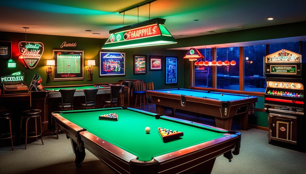 Traditional game room with pool table