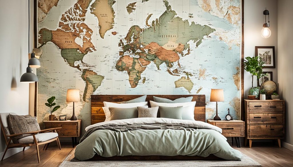 Travel-inspired bedding with world map design