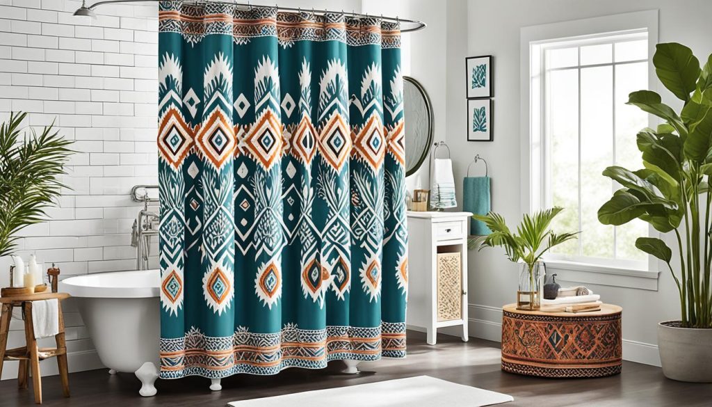 Tribal patterns in bohemian shower curtains