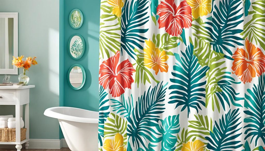 Tropical color schemes for shower curtains