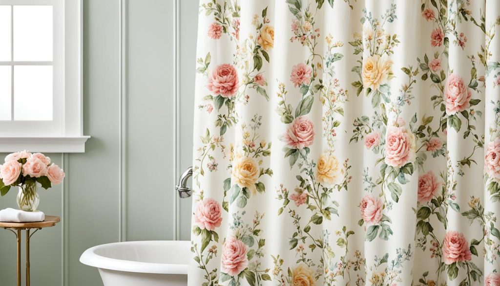 Vintage floral fabric shower curtains