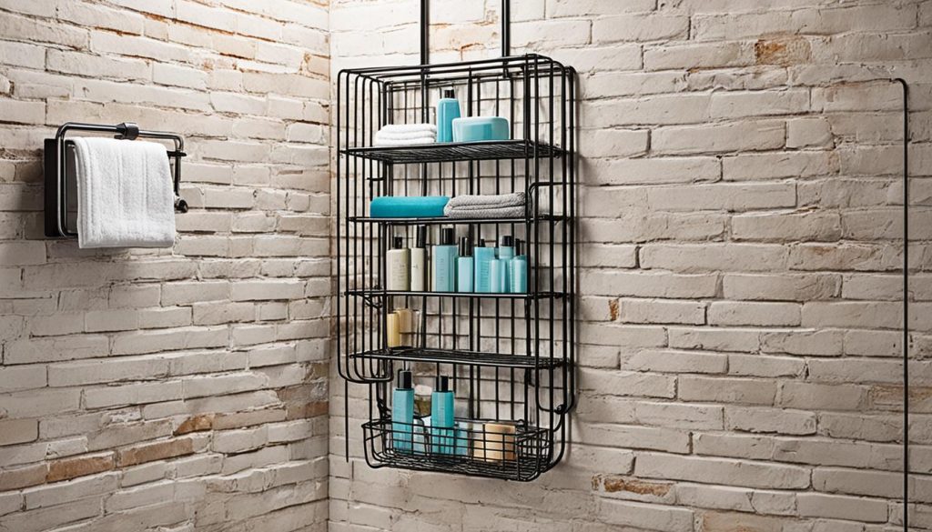 Wall-mounted shower storage