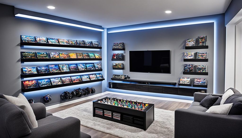 Wall-mounted storage solutions for game room