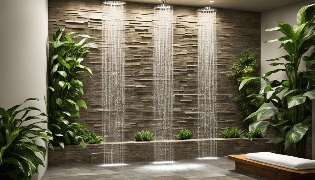 Water features in showers