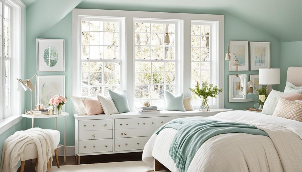 Window-centric bedroom decor with mirrors