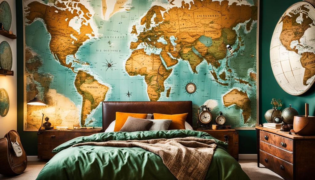 adventure-inspired rooms with map wallpaper